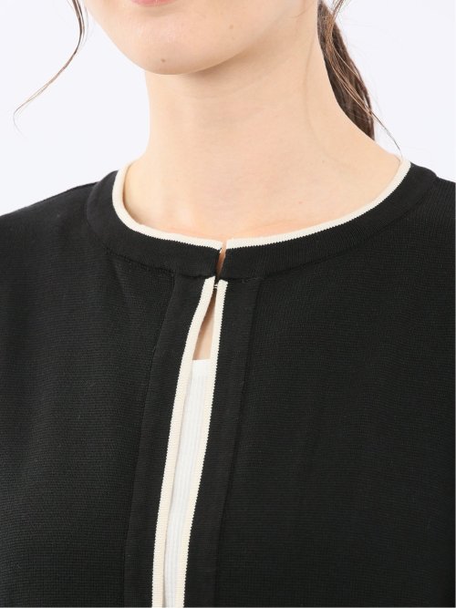 ハンドウォッシャブル 配色ニットジャケット