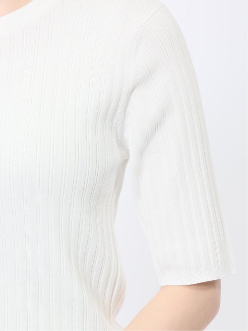 快適機能 リブ クルーネック 半袖ニット