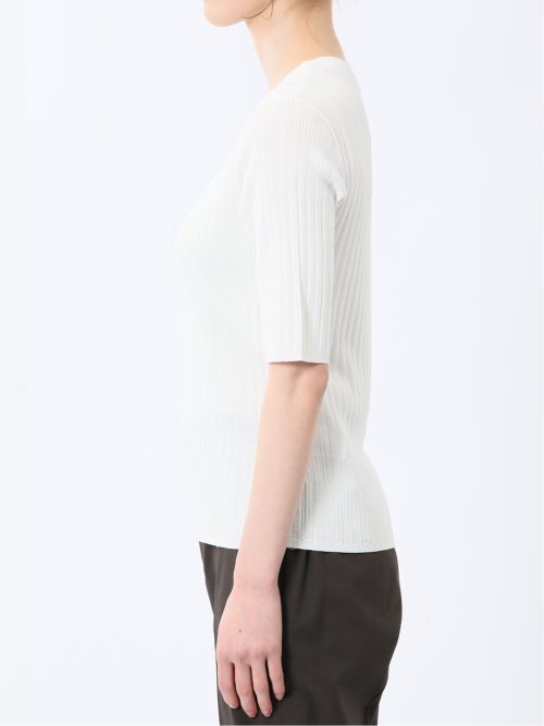 快適機能 リブ クルーネック 半袖ニット