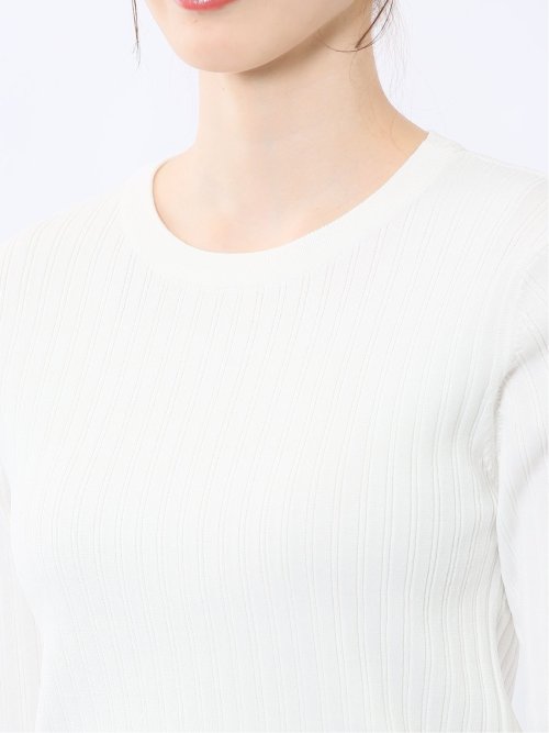 快適機能 リブ クルーネック 半袖ニット