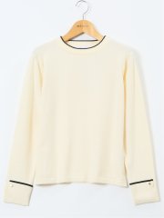 ハンドウォッシャブル 配色カフス クルーニットプルオーバー