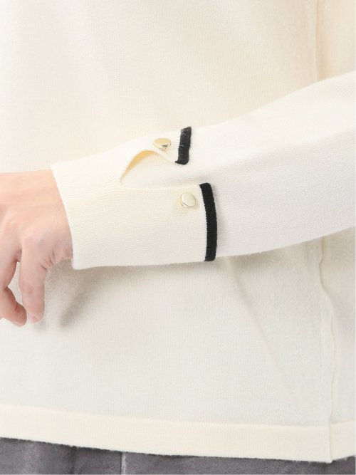 ハンドウォッシャブル 配色カフス クルーニットプルオーバー