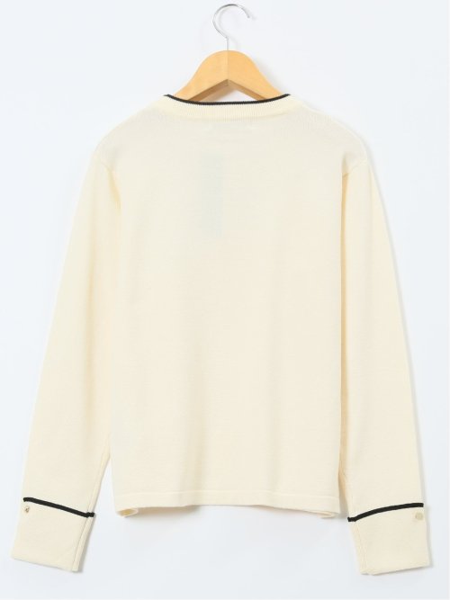 ハンドウォッシャブル 配色カフス クルーニットプルオーバー