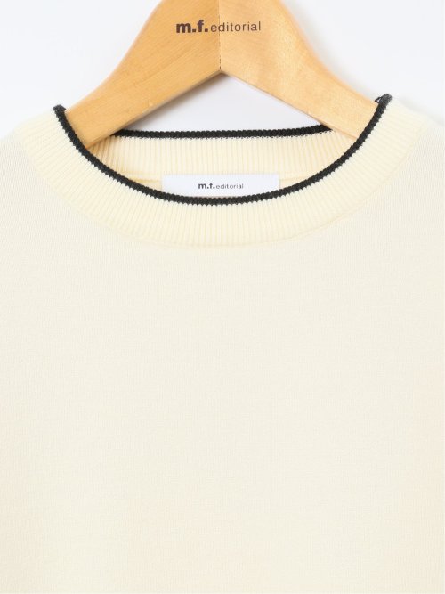 ハンドウォッシャブル 配色カフス クルーニットプルオーバー