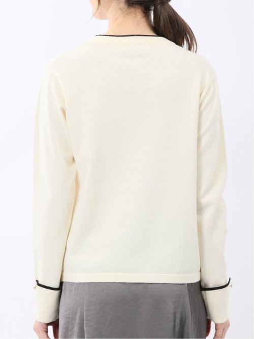 ハンドウォッシャブル 配色カフス クルーニットプルオーバー