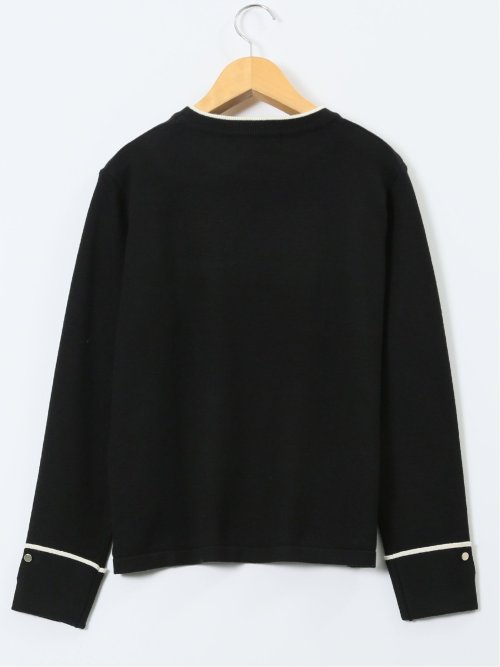 ハンドウォッシャブル 配色カフス クルーニットプルオーバー