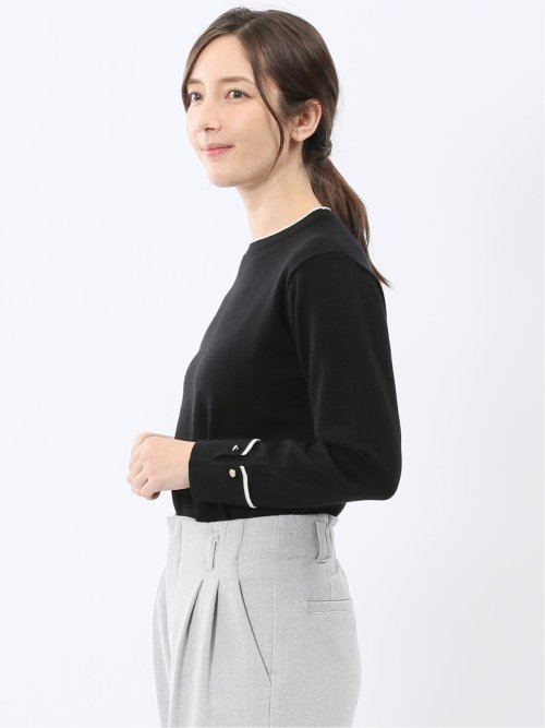 ハンドウォッシャブル 配色カフス クルーニットプルオーバー