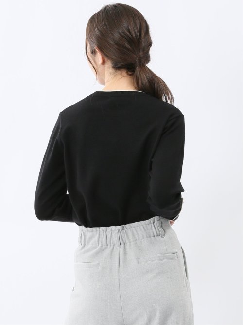 ハンドウォッシャブル 配色カフス クルーニットプルオーバー