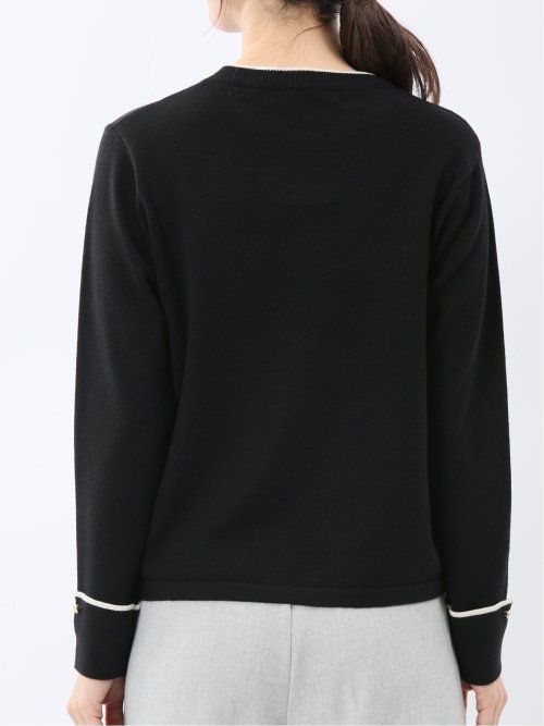 ハンドウォッシャブル 配色カフス クルーニットプルオーバー