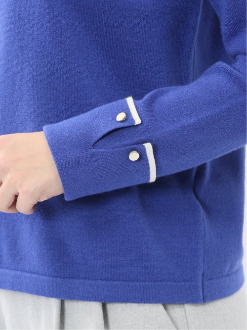 ハンドウォッシャブル 配色カフス クルーニットプルオーバー