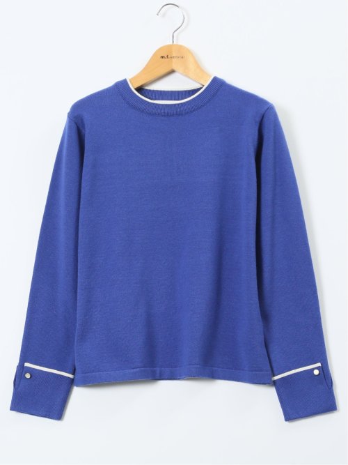 ハンドウォッシャブル 配色カフス クルーニットプルオーバー