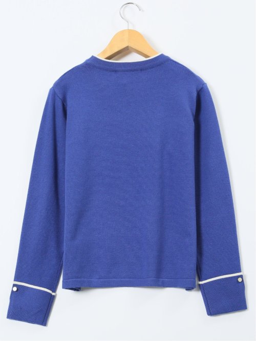 ハンドウォッシャブル 配色カフス クルーニットプルオーバー