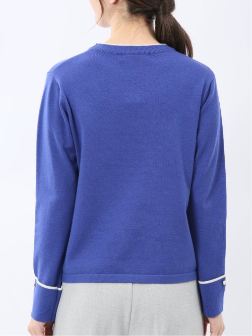 ハンドウォッシャブル 配色カフス クルーニットプルオーバー