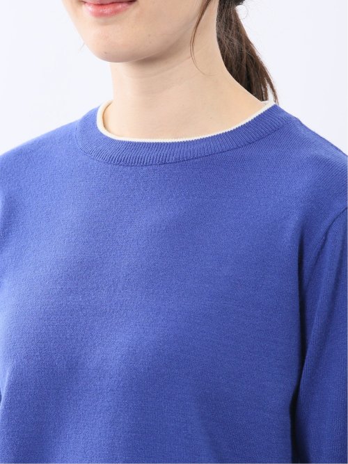 ハンドウォッシャブル 配色カフス クルーニットプルオーバー