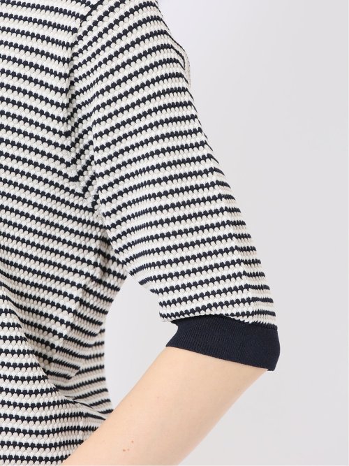 快適機能 ラーベン柄 クルー 半袖 ニット プルオーバー