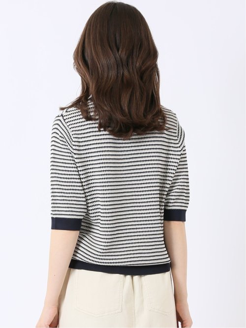 快適機能 ラーベン柄 クルー 半袖 ニット プルオーバー