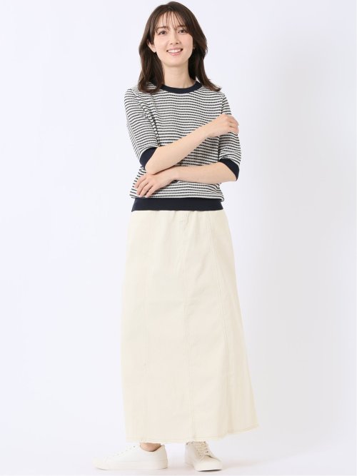 快適機能 ラーベン柄 クルー 半袖 ニット プルオーバー