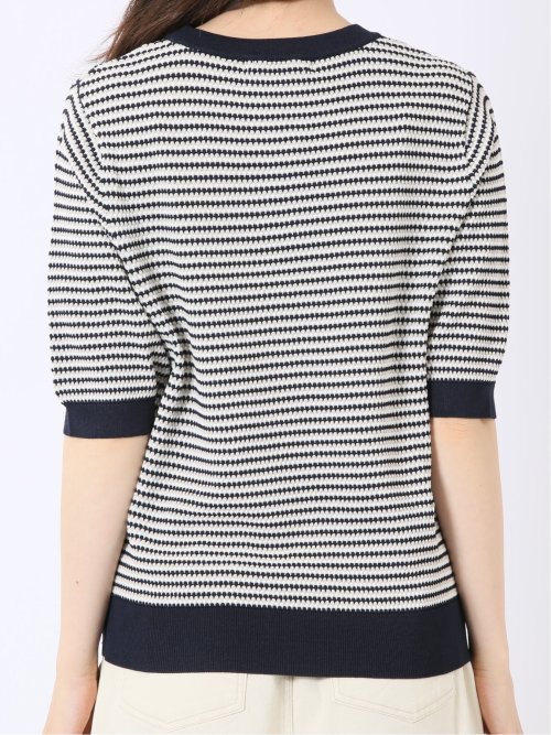 快適機能 ラーベン柄 クルー 半袖 ニット プルオーバー