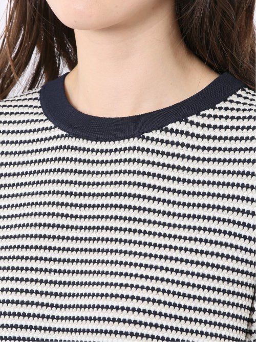 快適機能 ラーベン柄 クルー 半袖 ニット プルオーバー