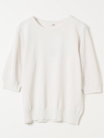 快適機能 メッシュ切替 半袖 ニット プルオーバー