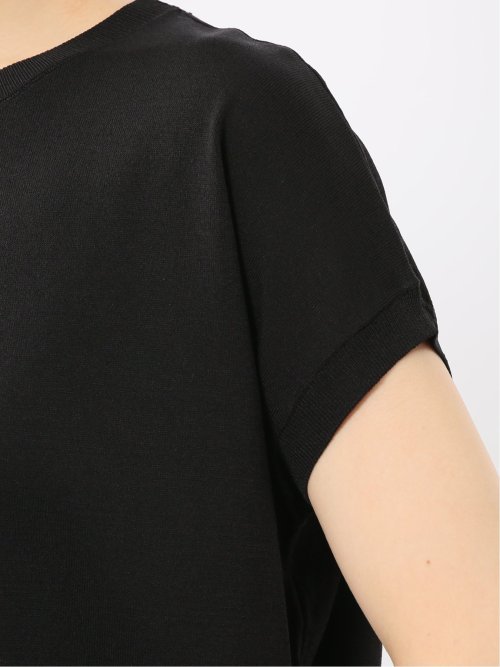 快適機能 無地 フレンチ袖 クルーニット