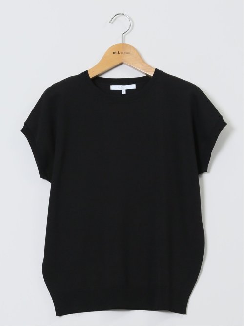 快適機能 無地 フレンチ袖 クルーニット