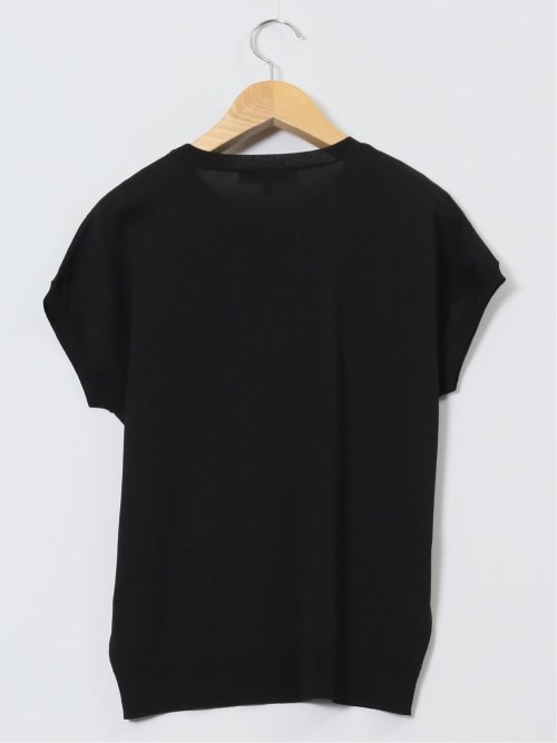 快適機能 無地 フレンチ袖 クルーニット