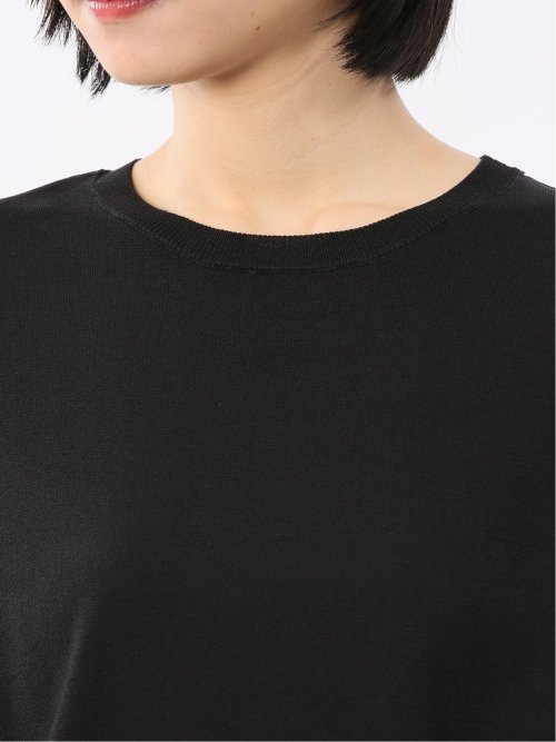 快適機能 無地 フレンチ袖 クルーニット