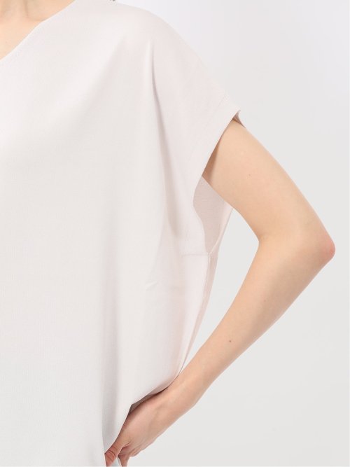 快適機能 無地 フレンチ袖 Vネックニット