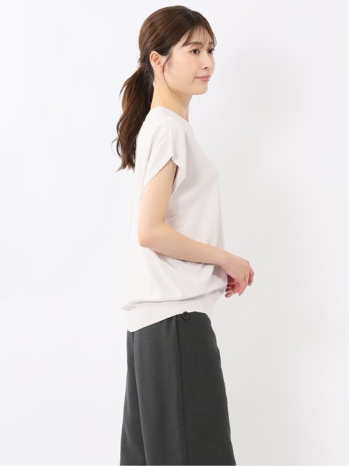 快適機能 無地 フレンチ袖 Vネックニット