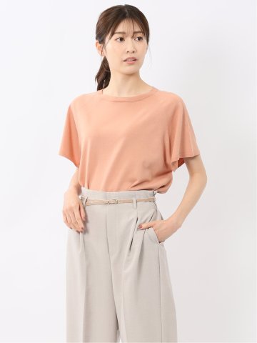 快適機能 無縫製ラグラン フレンチ袖 クルーニット