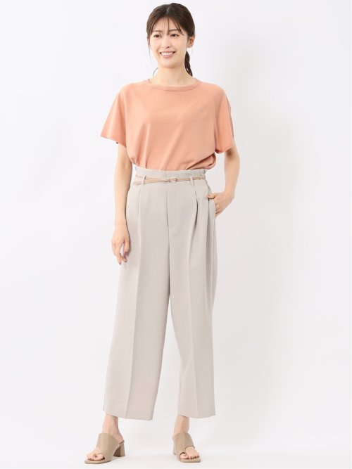 快適機能 無縫製ラグラン フレンチ袖 クルーニット