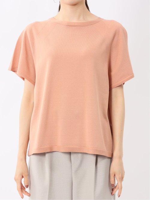 快適機能 無縫製ラグラン フレンチ袖 クルーニット