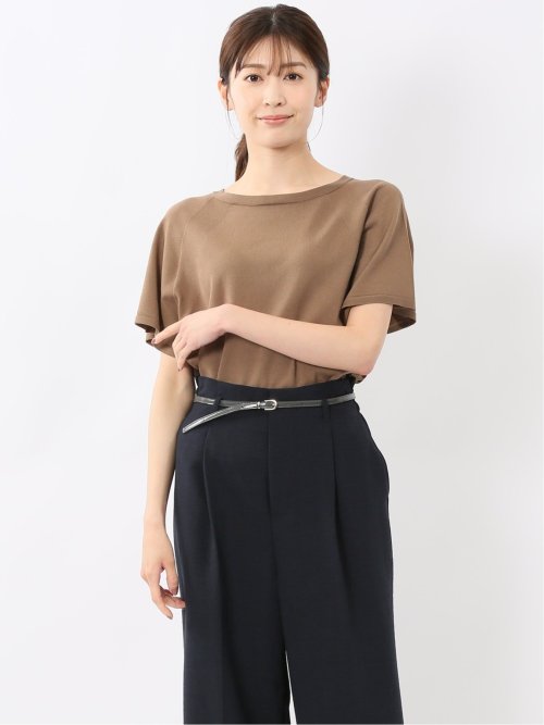 快適機能 無縫製ラグラン フレンチ袖 クルーニット