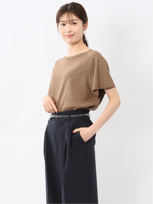 快適機能 無縫製ラグラン フレンチ袖 クルーニット