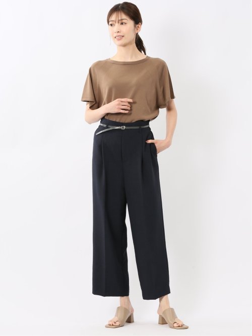 快適機能 無縫製ラグラン フレンチ袖 クルーニット