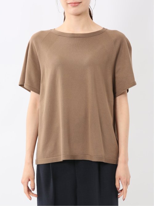 快適機能 無縫製ラグラン フレンチ袖 クルーニット