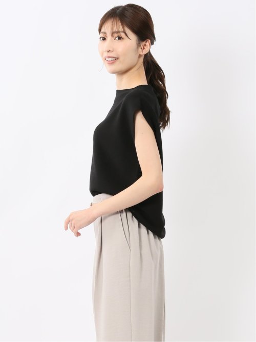 快適機能 無縫製ガーター フレンチ袖 クルーニット