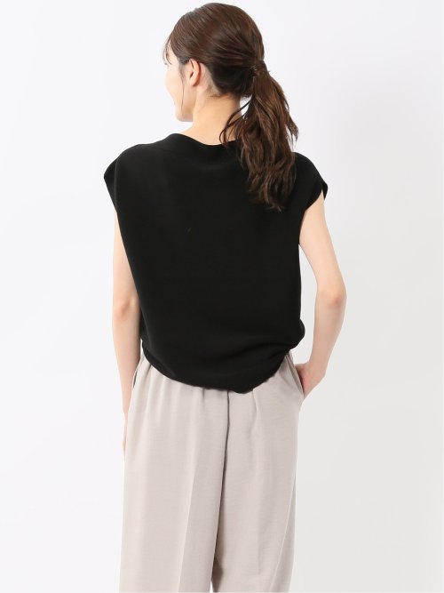 快適機能 無縫製ガーター フレンチ袖 クルーニット