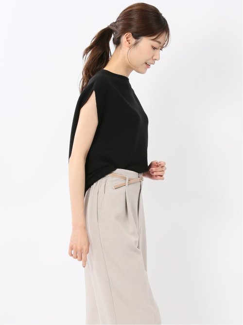 快適機能 無縫製ガーター フレンチ袖 クルーニット