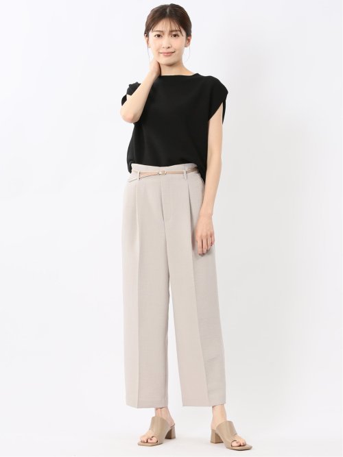 快適機能 無縫製ガーター フレンチ袖 クルーニット