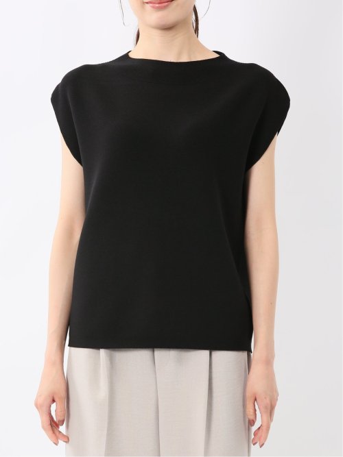 快適機能 無縫製ガーター フレンチ袖 クルーニット