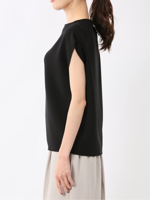 快適機能 無縫製ガーター フレンチ袖 クルーニット