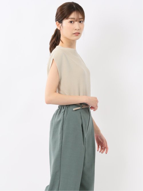 快適機能 無縫製ガーター フレンチ袖 クルーニット