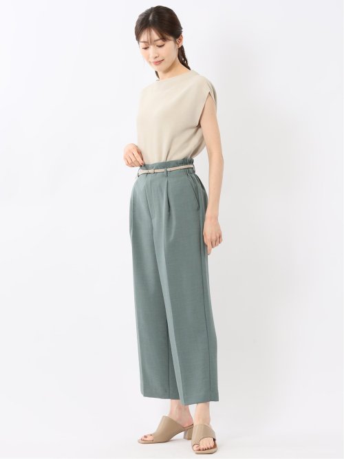 快適機能 無縫製ガーター フレンチ袖 クルーニット