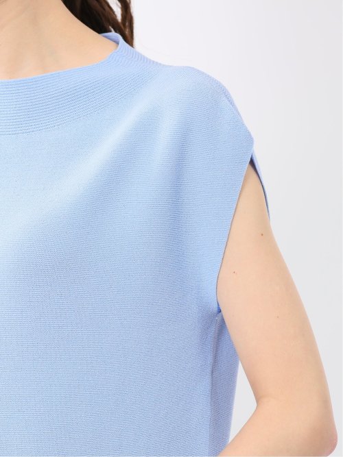 快適機能 無縫製ガーター フレンチ袖 クルーニット