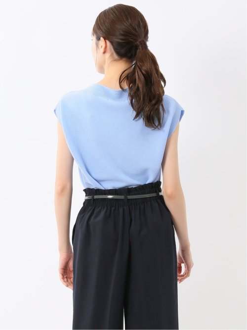 快適機能 無縫製ガーター フレンチ袖 クルーニット