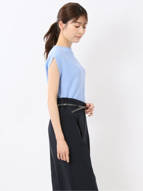 快適機能 無縫製ガーター フレンチ袖 クルーニット