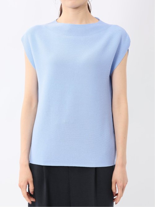 快適機能 無縫製ガーター フレンチ袖 クルーニット