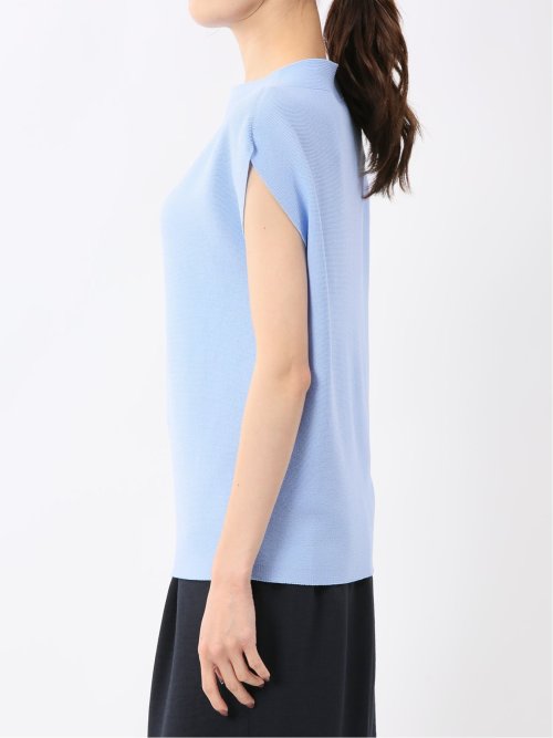 快適機能 無縫製ガーター フレンチ袖 クルーニット